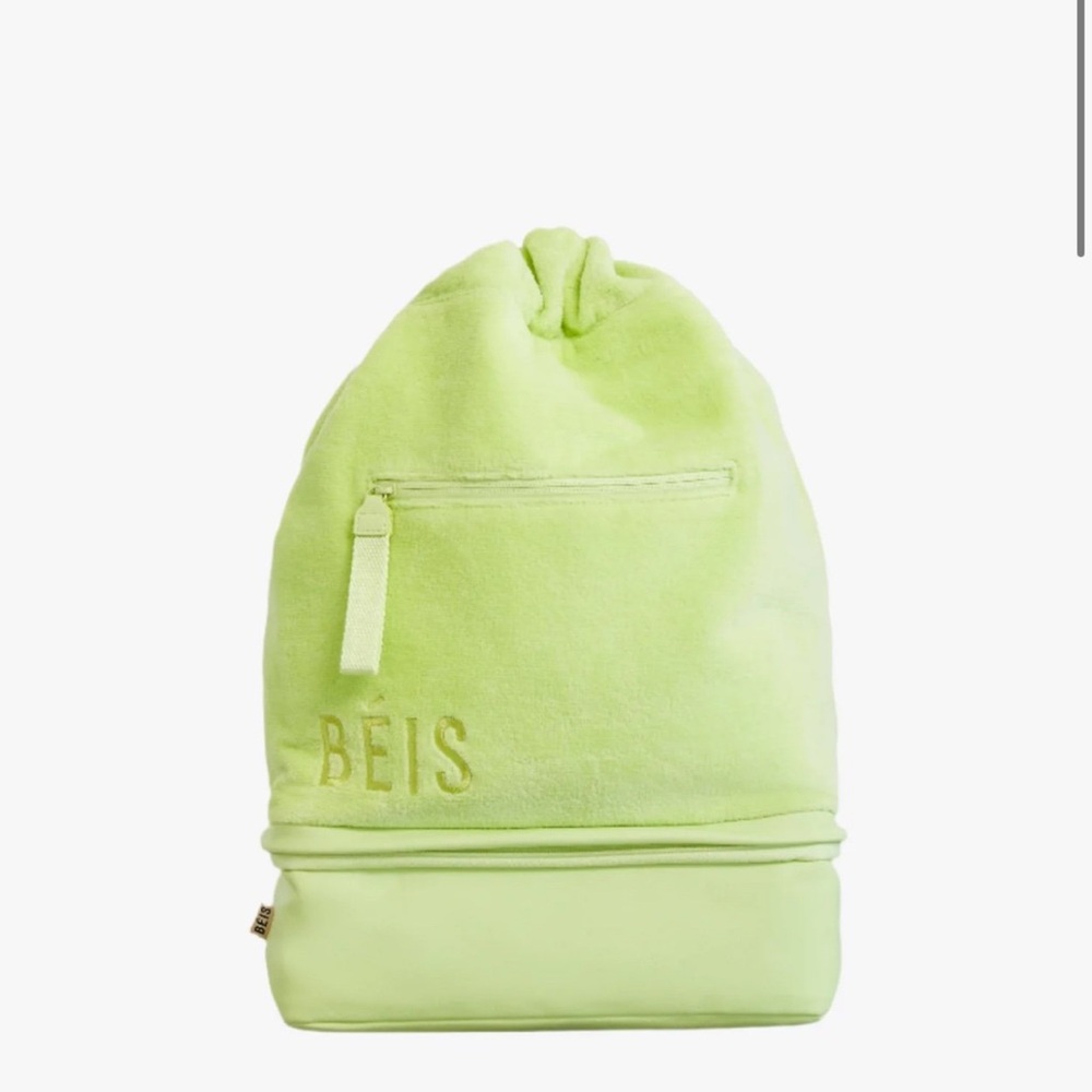 BEIS Vibrant Green Drawstring Beach Backpack